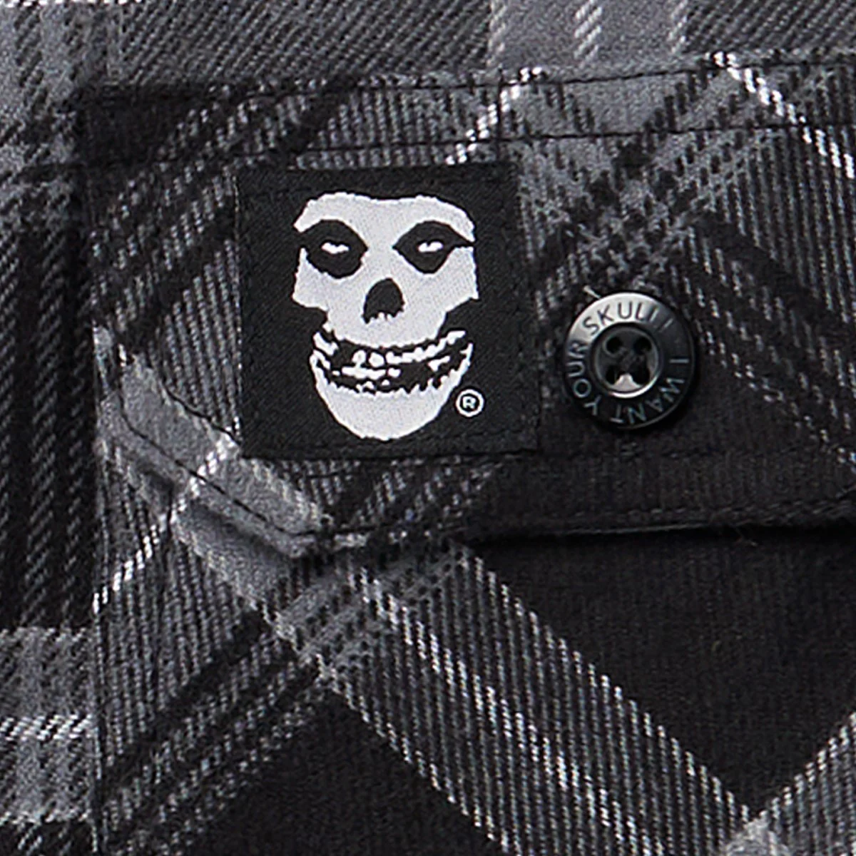 Misfits Grey & Black Long Sleeve Flannel Shirt - Image 4